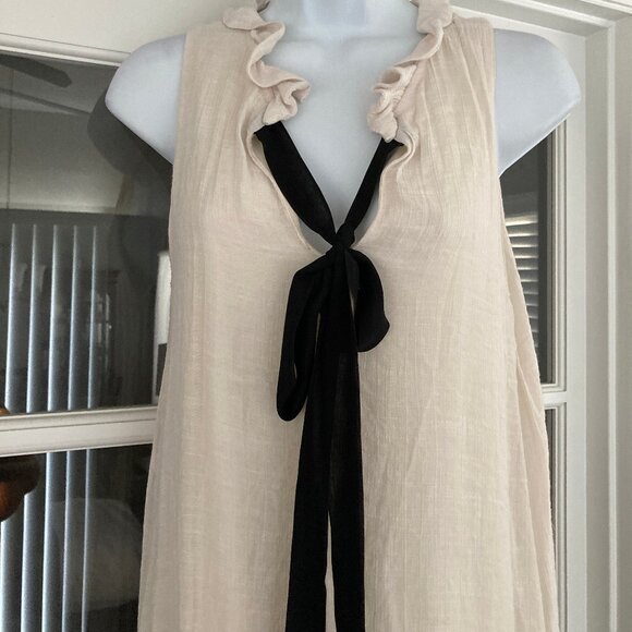 Jella C Cream Sleeveless Dress with Black Sash Medium - Picture 10 of 12